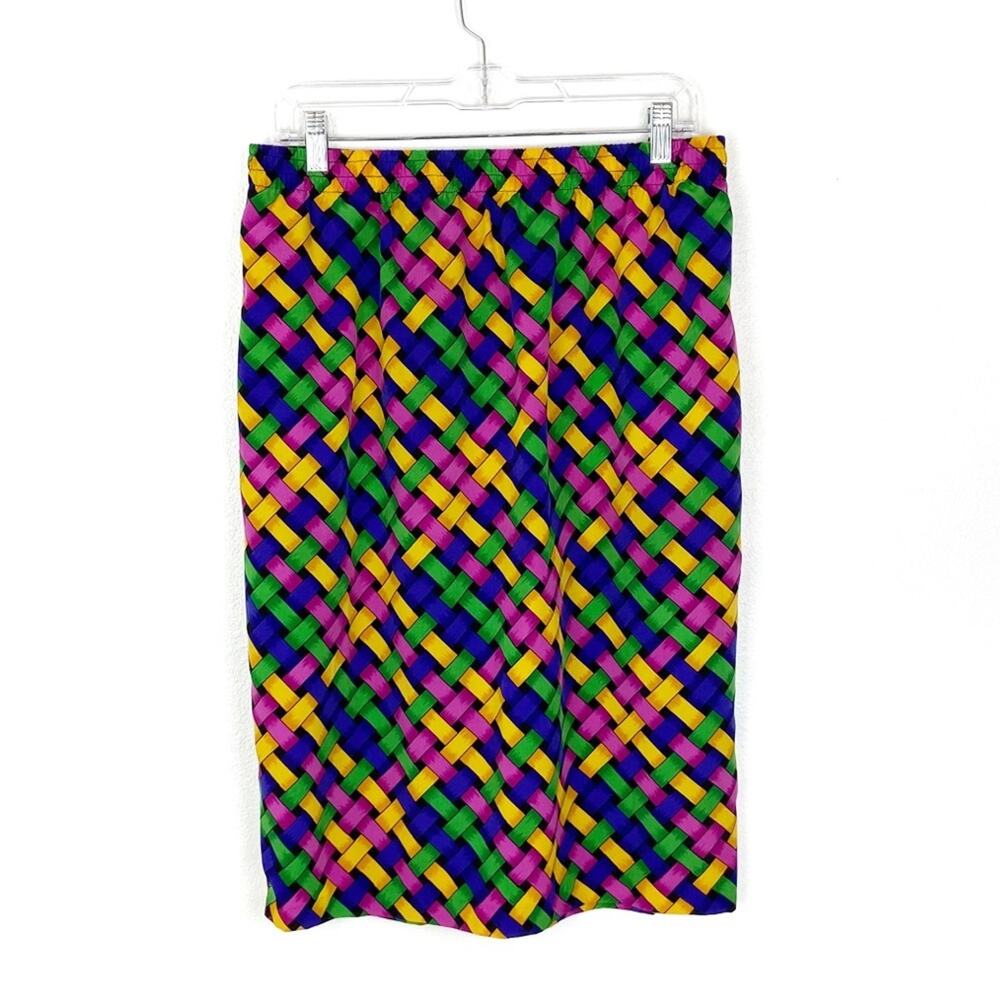 Vintage S.G. Sport Lattice Print Pencil Skirt - Lg